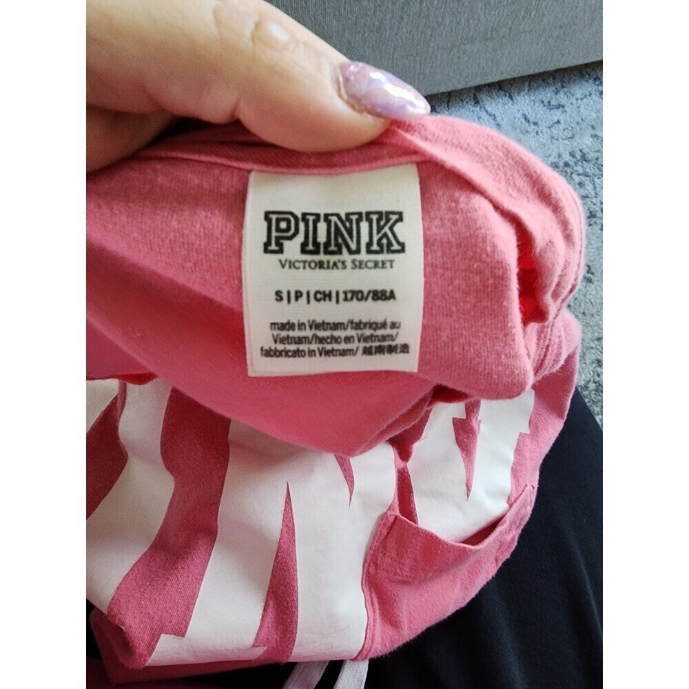 Victoria’s Secret Pink Oversized Long-Sleeve Shirt Logo PINK WHITE SIZE SMALL - Picture 5 of 8